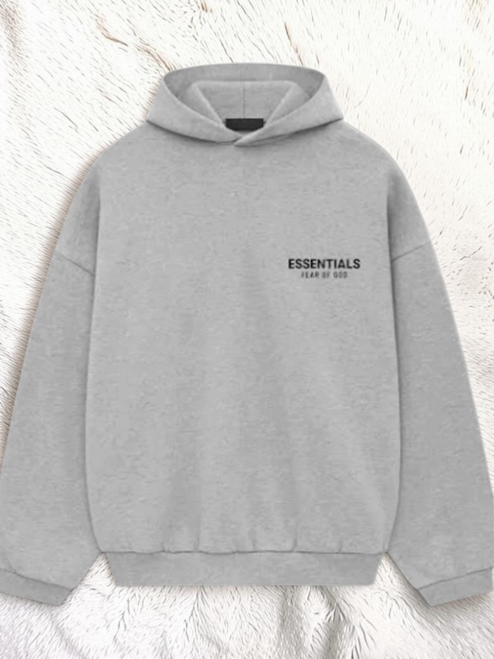 Essentials Light Gray Crewneck Hoodie with Chest Logo